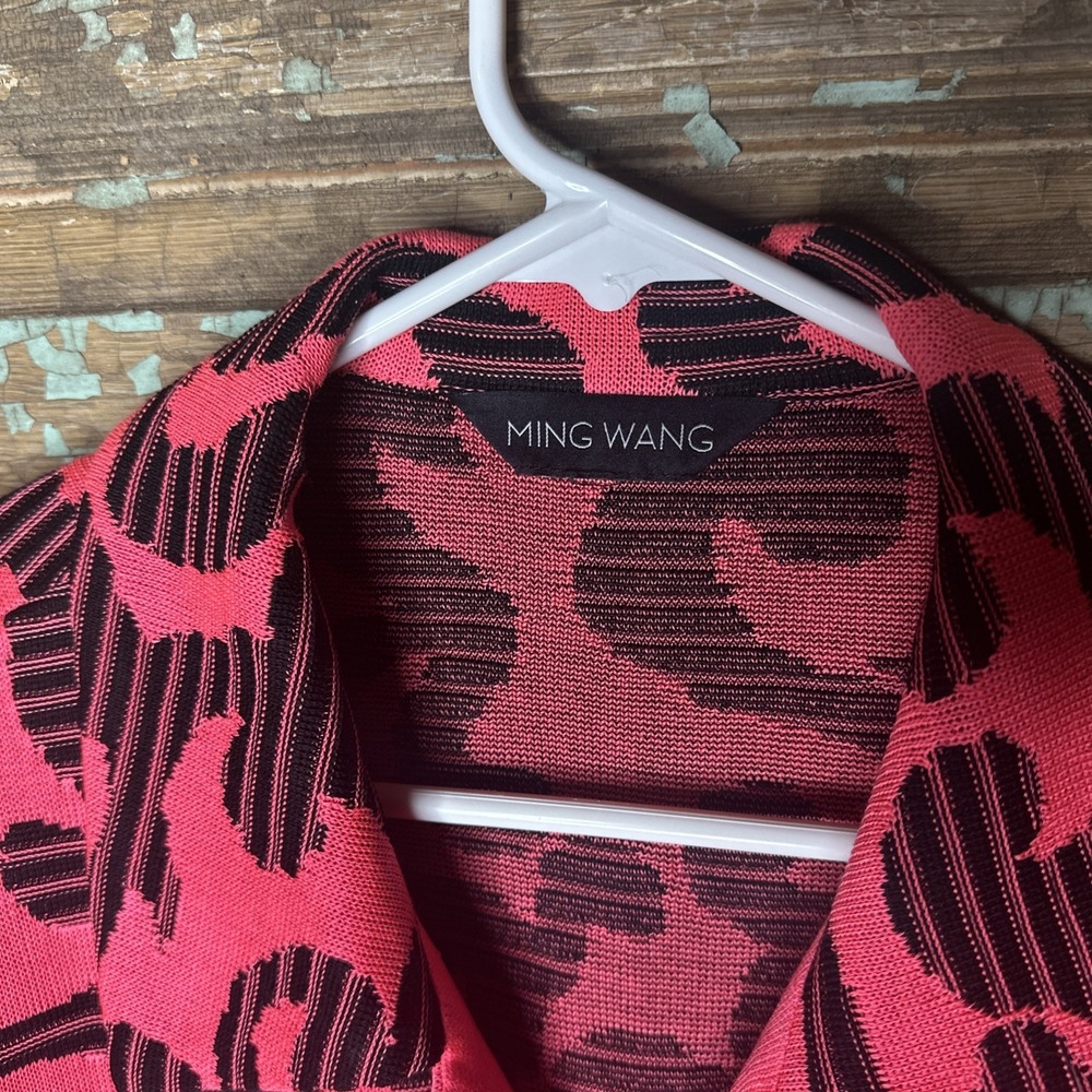 Ming Wang Pink Black Acrylic Knit Cardigan Jacket Medium?  No size tag. - Picture 2 of 5